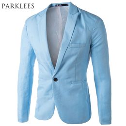 Brand Sky Blue Blazer Men Costume Veste Homme Spring Arrival Mens Slim Fit Blazer Jacket Stylish Red Black Pink Suit Men 3XL 220409