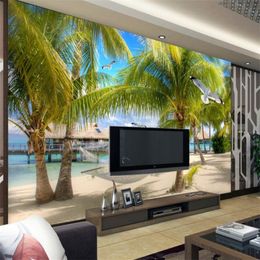 2022 Custom Paintings Wallpaper Coconut Tree Living Room Bedroom Photo Wallpaper On The Wall Background