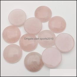 Arts And Crafts Arts Gifts Home Garden 25Mm Rose Quartz Natural Stone Round Cabochon Loose Beads Face For Reiki Healing Cr Dhhii