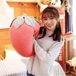 1Pcs Creative Cartoon Plush Strawberry Toy ldren Cute Fruit Filled Plush Sofa Cushion Pillow Fun Sleeping Toy Girl gift J220729