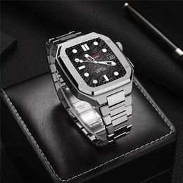 for Apple Watch Series 8 7 6 5 4 Premium Stainless Steel AP MOD Kit Armour Protective Case Band Strap Bracelet Cover iWatch 41mm 45mm