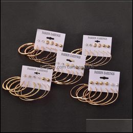 Dangle Chandelier Earrings Jewellery Big Hoop Set Titanium Steel Fashion Round Earring Gold For Women Girls Sensitive Dhrbt