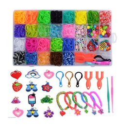Elastic Rubber Loom Bands DIY Tool Set Weave Machine Gum Bracelet Handicraft Kit Girl Gift Kids Toys for Children 7 8 10 Years 220608