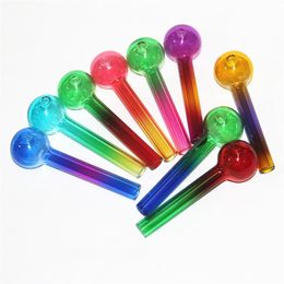 4 inch Pyrex Glass Oil Burner Pipe Tobacco Dry Herb Colourful Water Hand Pipes Smoking Accessories Glass Tube