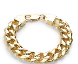 Single woven hexagonal polished 14K gold-plated Chains men's Bracelet