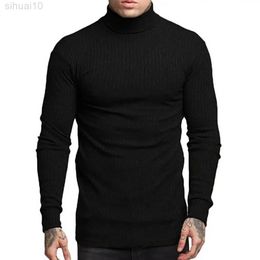 40% Hotmen Shirt Slim Fit Anti-Shrink Solid Color Half High Collar Men Knitting Shirt For Winter L220801