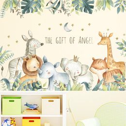Wall Stickers Cartoon For Kids And Baby Rooms Giraffe Lion Elephant Animal Home Decals Nursery KindergartenWallWall