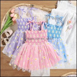 Girls Dresses Baby Kids Clothing Baby Maternity Clothes Daisy Flower Sling Dress Children Suspender Mesh Lace Pr Dhiem