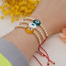 Bohemia evil eye bracelet acrylic gold bead bracelet designer Jewellery woman party red rope knot South American Bracelets for Teen Girls Size Adjustable 3 Colours