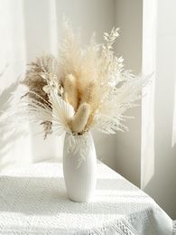 bunny tail bouquet UK - Natural Dried Pampas Grass Real Reed Fluffy Rabbit Tail Dry Flowers Decor Home Wedding Bouquet Reed Plants Christmas