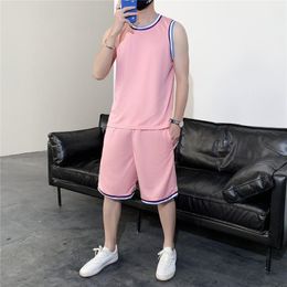 Men's Tracksuits Men Outfit Set 2022 Summer Men's T-shirt Suit Sports Shorts Two-piece Loose Large Size Basketball UniformMen's