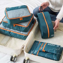 7 Pieces Set Travel Organizer Storage Bags Suitcase Portable Luggage Organizer Clothes Shoe Tidy Pouch Packing Set Storage Cases CX220413