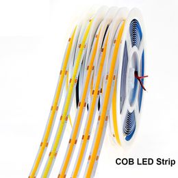 COB Flexible LED Strips High Density 512leds/m DC12V 24V 90Ra LED Tape Strip Light 5M/roll