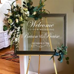 To Our Personalised Name and Date Mirror Decals Bridal Shower Wedding Welcome Sign Sticker custom A982 220613