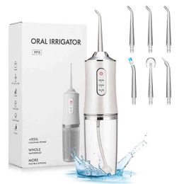 Oral Irrigator 3 Modes USB Rechargeable Water Flosser Portable Dental Jet 220ML Tank proof Teeth Cleaner 220518