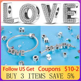 925 Silver Fit Pandora Charm 925 Bracelet 26 Letter Charms and Beads charms set Pendant DIY Fine Beads Jewelry