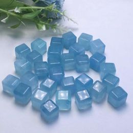 Decorative Objects & Figurines 1pc Aquamarine Cube Crystal Quartz Natural Stone Carvings Mineral Healing Reiki Gemstone Home Room Decoration