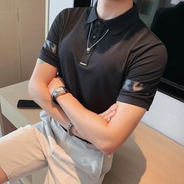 Men's Polos Light Luxury Shirts Men Summer Short Sleeve Slim Casual Business Social Breathable Lapel Tee Tops ClothingMen's Men'sMen's