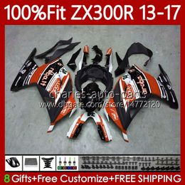 Injection OEM Body For KAWASAKI NINJA ZX300R EX ZX 3R 3 R 300R 300 13-17 125No.203 ZX3R ZX300 ZX-300R 2013 2014 15 16 17 13 14 ZX-3R EX-300 2015 2016 2017 Fairing Orange black