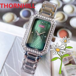 Top Model Rectangle Shape Watch 23mm Quartz Stainless Steel Women Diamonds Lady Waterproof Wristwatches
