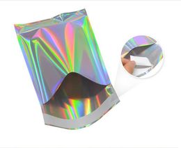 Laser Color Aluminum Foil Self Adhesive Retail Bag Candy Mylar Packing Pouch for Grocery Crafts Packaging