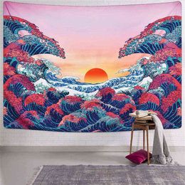 Kanagawa Carpet Wall Hanging Japanese Mount Fuji Rugs Ocean Wave Custom Large T Home Decor J220804