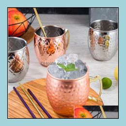 Wine Glasses Drinkware Kitchen Dining Bar Home Garden Ll Copper Mug Stainless Steel Beer Cup Coffee With Handle Rose Gold Ham Dh5Oz