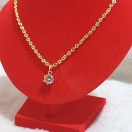 zircon necklace women Korean ins clavicle chain cold wind single-drilled claw diamond inlaid chain titanium steel 18K gold necklace jewelry