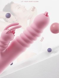 Tongue Licking Vibrating Dildo Rabbit Vibrator Telescopic Swing Heating Fidget Pink Adult Product sexy Toys For Women Masturbator