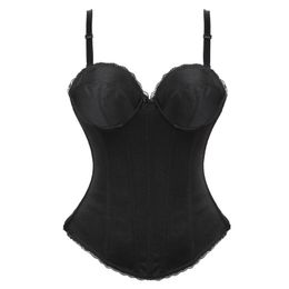 black overbust corset straps Australia - Bustiers & Corsets Corset Top Women Sexy Boned And Strap Bustier Vest Gothic Clothes Overbust Fashion Costume Black White Sleep Wear CorsetB