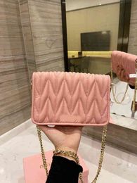 Cross Body Bags Women Wallet Fashion Purse High Qulity Handbag Gold Chain Pleated Leather Small And Light Clutch 1021