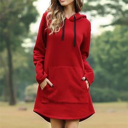 MOVOKAKA Hoodies Women Casual Solid Color Women's Sweatshirt Oversized Hoodie Dress Long Plus Size Sweatshirt For Women 3XL 201203