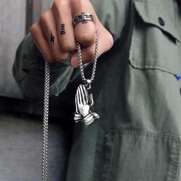 Pendant Necklaces Stainless Steel Gold Bergamot Prayer Virgin Mary Hand Buddha Men Women Necklace Hip Hop Lucky Charm Jewellery GiftPendant