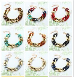 2022 New Jewellery Vintage Metal Acrylic Splicing Thick Chain Bracelet For Women Girls Candy Colour Resin Statement Charm Bracelet Homme Wristband