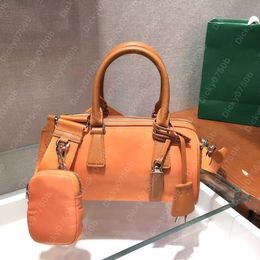 Retro Bowling Bags for Women Designer PU Leather Shoulder Side Bag 2023  Trend Lady Letter Embroidery Long Handle Boston Handbags
