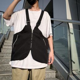 Waist Bags Chest Bag Men Functional Vest Korea Harajuku Street Style Large Capacity Crossbody For Women Black Cotten Messenger BagWaist