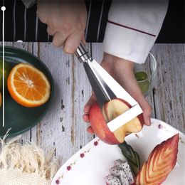 Stainless Steel Fruit Vegetable Tools Carving Knife Triangular Shape Knife Slicer Antislip Engraving Blades Kitchen Accessories CCE14151