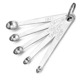 Set of 5 Stainless Steel Round Measuring Spoons for Measuring Liquid Dry Ingredients Drop Smidgen Pinch Stainless Steel Round Measuring Wholesale