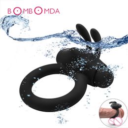 Silicone Vibrating Penis Ring Cock Clitoris Stimulate Vibrator Masturbator sexy Toys for Men Delay Ejaculation Adult Product