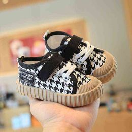 Children Canvas Shoes Spring and Autumn Cute Kids Fashion Soft Houndstooth Boys Hook & Loop Classic Korean Sneakers for Girls G220517