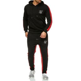 Men's Tracksuits Brand Sik Silk Men Sweatshirt Sweatpants Sets Fashion Streetwear Sports Hoodie Clothing Hooded Tracksuit Sudadera HombreMen