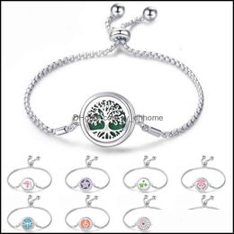 Bangle Bracelets Jewellery Stainless Steel Hollow Tree Of Life Fragrance Bracelet Creative Essential Oil Can Open Lovers Adjustable Size Magne