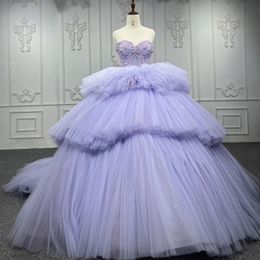 New Light Purple Quinceanera Dresses For Sweet 16 Girl Strapless Tiered Princess Ball Gowns Birthday Dress vestido de 15 anos quinceanera 2022