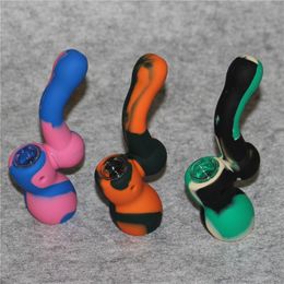 Portable Hookah Colourful Silicone Hand Smoking Pipe with Bowl VS Glass Tobacco Pipes For Glass Bong