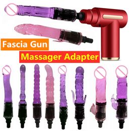 sexy Machine Accessories Fascia Massage Gun Adapter Clitoris Stimulate Anal Telescopic Vibrator Female Masturbator Adult Toys