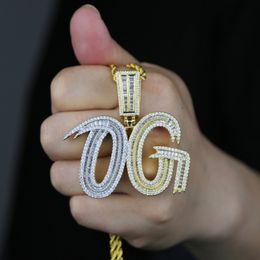 Iced out letter OG pendant with cubic zircon paved hip hop necklace with gold silver plated Jewellery fit cuban chain drop ship