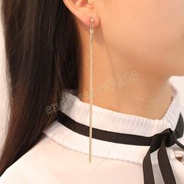 Minimalism Long Tassel Flat Snake Chain Dangle Earrings Women Piercing Thin Link Earrings Trendy Ear Jewellery