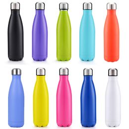 Newest 500ml Vacuum Cup Coke Mug 304 Stainless Steel Bottles Insulation Cup Thermoses Fashion Movement Veined Water Bottles
