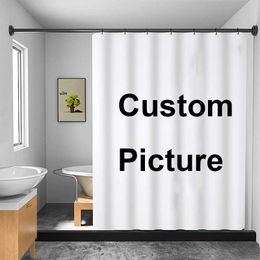 Curtain & Drapes Picture Image Custom Shower Waterproof Curtains Customised Po Polyester Bath With Hooks Bathroom DecorCurtain