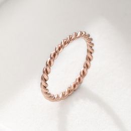 gold spiral UK - Cluster Rings 3mm Minimalist Style Rose Gold Spiral Twisted Titanium Steel For Women Silver Fashion Braided Shape Ring Men